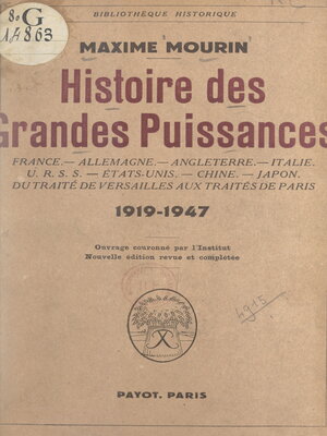 cover image of Histoire des grandes puissances, du Traité de Versailles aux traités de Paris, 1919-1947